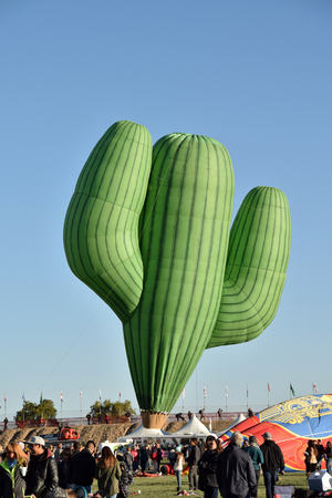 ALBUQUERQUE - OCTOBER 7: Cactus shaped hot air balloon takes flight during the International Balloon Fiesta in Albuquerque NM on October 7, 2016のeditorial素材