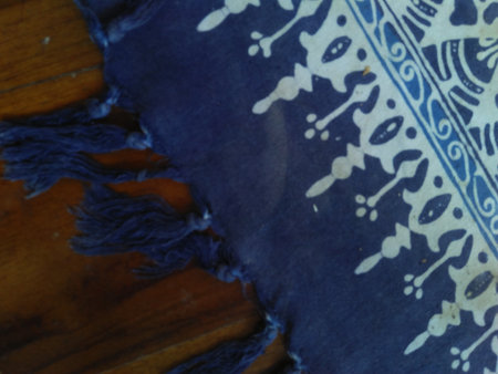 Tablecloth on woodの写真素材