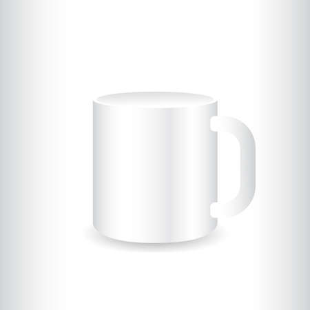 Realistic white coffee cup, isolated on white background. Vector template for Mock Up. Vector illustrationのイラスト素材