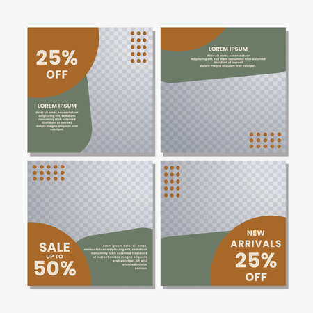 social media post templates for discounts, sales and offers. online media content promotions and marketing element. Square photo template for online ads, print flyer, brochures, cards, online adsのイラスト素材