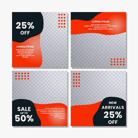 social media post templates for discounts, sales and offers. online media content promotions and marketing element. Square photo template for online ads, print flyer, brochures, cards, online adsのイラスト素材