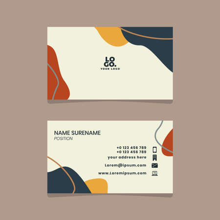 Abstract business card template with pastel-colored stains vector, a fashionable business cardのイラスト素材