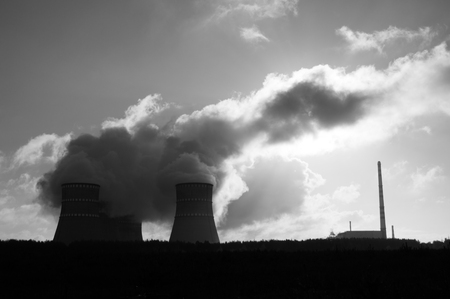 nuclear power plant, the clouds in the sky. Ukraineの写真素材