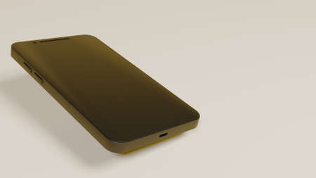 Illustration of a black smartphone on a white background. 3d renderの写真素材