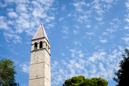 Ancient Tower under the Beautiful Blue Sky in Split, Croatia.の写真素材