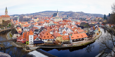 Panoramic View of Cesky Krumlov, Czech Republic.の写真素材