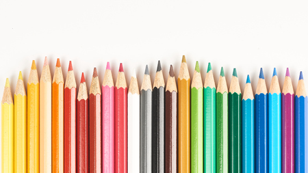 Multicolored pencils backgroundの写真素材