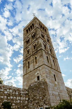 Croatia Rab island tower.Sunny summer day. View on a towerのeditorial素材