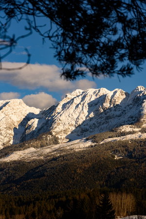 Mountains in, Styria, Austria Bad Mitterndorf View on a snowy terrains surrounding resorts