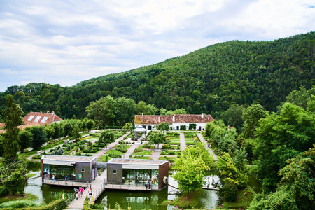 Stubenberg am See, Styria - Austria 07.08.2018: Herberstein palace in Europe.Gardens, Tourist spot vacation destination.のeditorial素材
