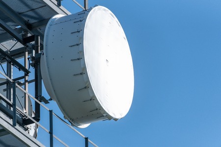 Antenna on a top of tower at Schockl mountain in Graz. Wireless technology concept.の写真素材