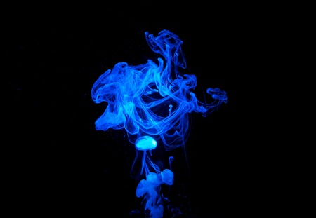 Colorful abstract cloud, water color liquid. Blue color fluid.の写真素材