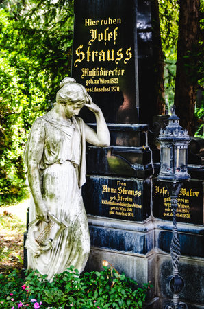 Vienna Austria 12.07.2013: The Vienna Central Cemetery Wien Zentralfriedhof is one of the largest cemeteries in the world and the largest by number of interred in Europe.のeditorial素材