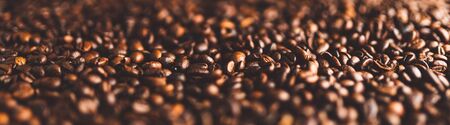 Coffee beans background. Beans spreed over table. Coffee conceptの写真素材