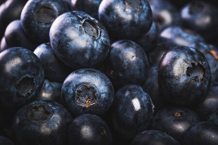 Fresh blueberries isolated on black background. Forest fruits conceptの写真素材