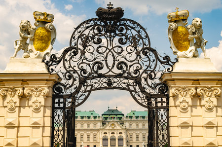 Vienna, Austria - July 9 2013: Entrance gate to upper Belvedere Palace.のeditorial素材