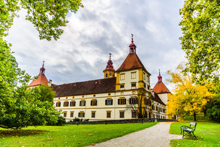 Graz, Austria 02.10.2019: View at Eggenberg palace in Autumn tourist spot, famous travel destination in Styria.のeditorial素材