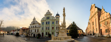 Frohnleiten panorama small town above Mur river in Styria,Austria. Famous travel destination.のeditorial素材