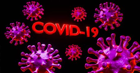 Image of Flu COVID-19 virus cell under the microscope on the blood.Coronavirus Covid-19 outbreak...