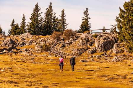 St. Radegund, Austria 12.03.2020 - View from Schockl mountain in Graz. Tourist spot in Graz Styria. Places to see in Austria Tourists on the top of mountainのeditorial素材