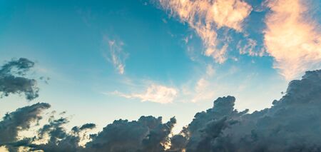 Clouds on sky sky pink and blue colors. Sky abstract natural backgroundの写真素材