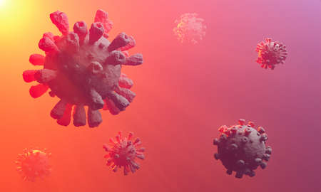 Image of Flu COVID-19 virus cell concept. Coronavirus Covid-19 influenza banner blue background....