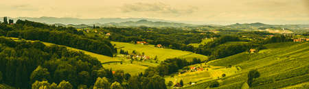 Winery panorama on the South Styrian Wine Road in Austria. Famous Tuscany like spot for wine lovers.の写真素材