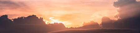 Beautiful panorama of sunset in the clouds. Cloudscape background
