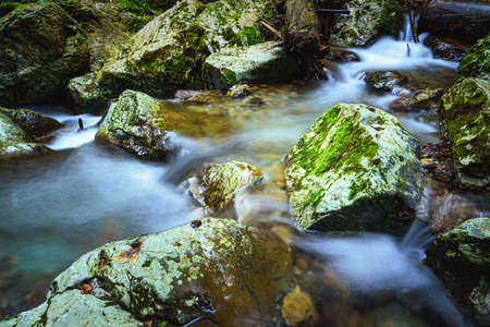 Autumn at Kesselfallklamm creek waterfalls in Semriach region Graz, Styria. Hiking spot for...