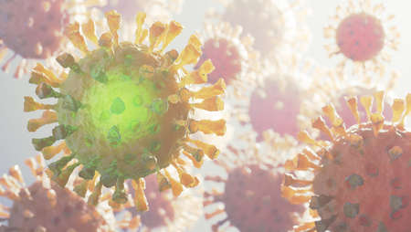 Coronavirus 2019-nCov novel coronavirus concept. Microscope virus close up. 3d rendering.