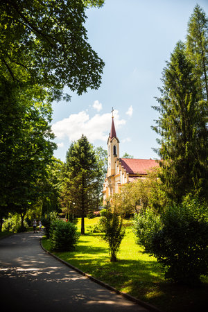 Rymanow-Zdroj, Poland 02.07.2016. Famous Spa in Carpathian Mountains, well known for Mineral springs.のeditorial素材