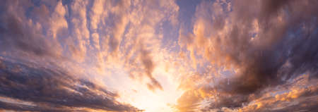 Natural background of the colorful panorama sky, During the time sunsetの写真素材