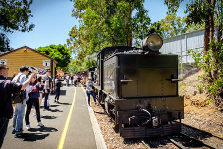 Melbourne. Australia - January 02, 2020: The passenger and tourist taking photos of the traditional...