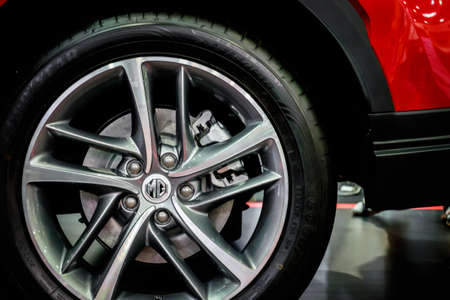 Bangkok, Thailand - December 1, 2019: The 18-inch wheel of MG HS showcase at the Thailand...