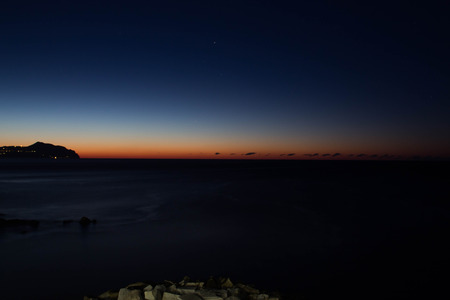 rocks, sea and sunriseの写真素材