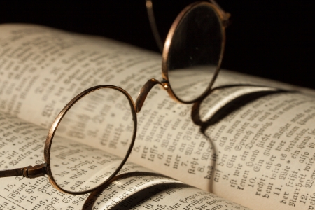 Old Family Bible with eyeglasses