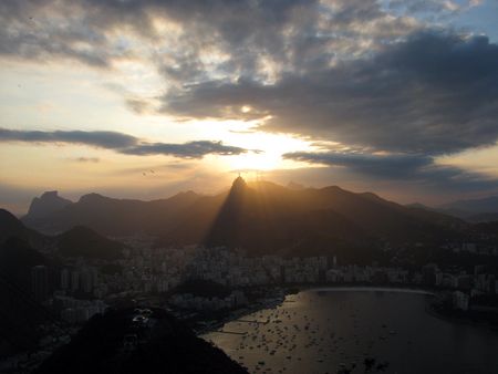 Rio de Janeiro viewed at sunset from Sugar Loaf (Pao de Acu) hill.の写真素材