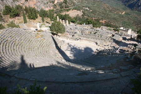 Ancient Theater in Delphi archeological site, Pelopponese, Greeceの写真素材