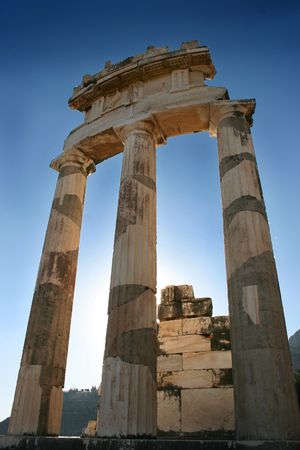 Temple of Athenea in Delphi archeological site, Pelopponese, Greece