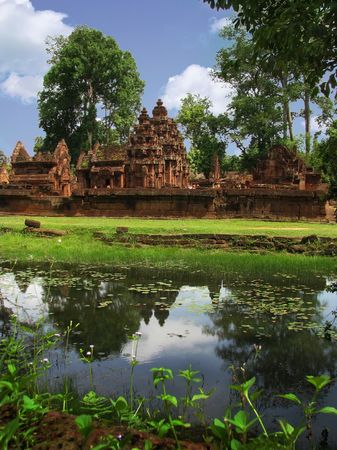 Beautiful Banteay Srei temple (temple of women) near Angkor Wat (Siem Reap, Cambodia).の写真素材
