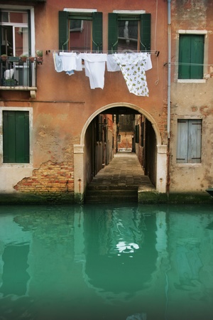Venice: back alley to the canal in Cannareggio area (Venezia, Italy)の写真素材