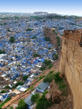 Jodhpur, India: view of the amazing Blue City, from the great Mehrangarh Fort,  in the heart of Rajasthan.の写真素材