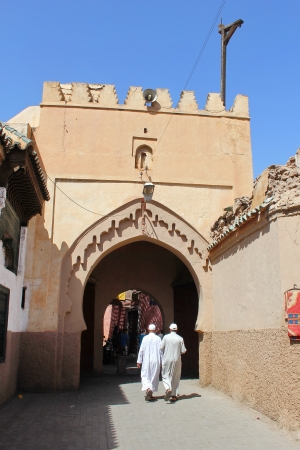 The streets of the old medina in Marrakesh, Morocco, with its ancient buildings, palaces and riads の写真素材