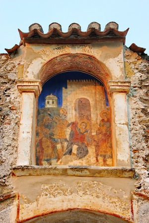 Medieval byzantine fortress of Mystras  UNESCO World heritage , near to historical city of Sparta  Greece のeditorial素材