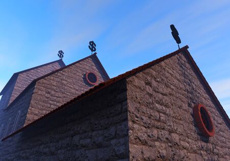 3d render, 3d illustrations. Church of moneyの写真素材
