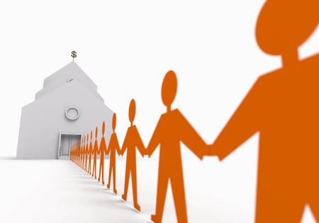 3d render, 3d illustrations. Church of money with cutout manの写真素材
