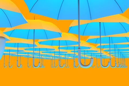 3d illustration of colored umbrellaの写真素材