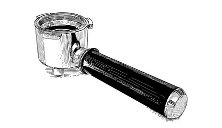 <p>Portafilter for espresso coffee machines. Vintage line drawing or engraving illustration.</p>の写真素材