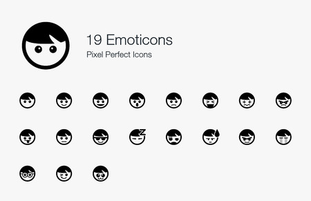 19 Emoticons Pixel Perfect Iconsのイラスト素材