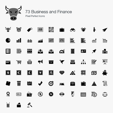 73 Business and Finance Pixel Perfect Iconsのイラスト素材
